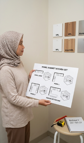 Model kabinet kitchen set minimalis: lurus, L, U, dan dengan kitchen bar