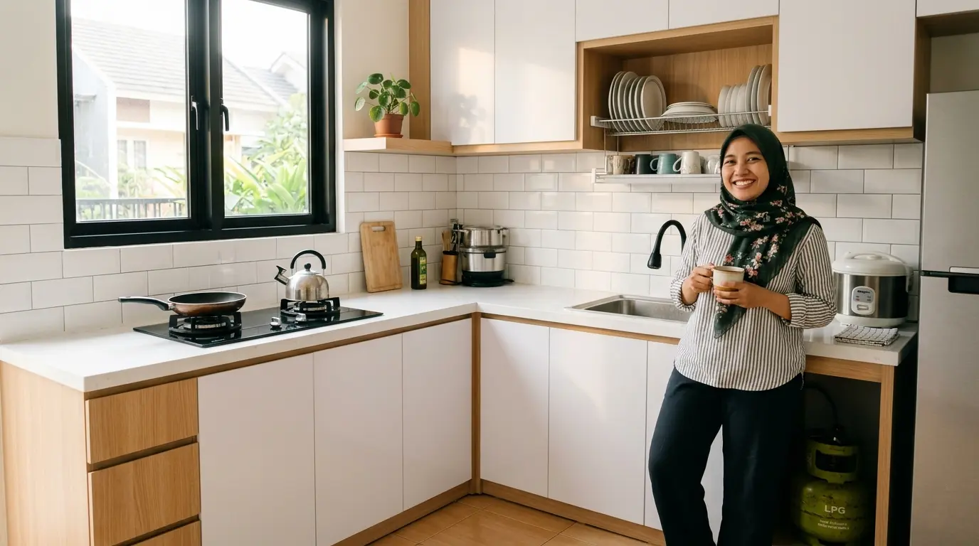 Tukang memasang kitchen set minimalis di dapur rumah wilayah Tangerang Selatan dan Jakarta Selatan